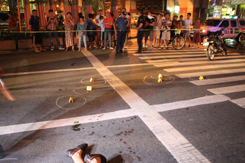 比人男性殺害事件の現場=15日午前4時半ごろ、首都圏マカティ市で森永亨撮影