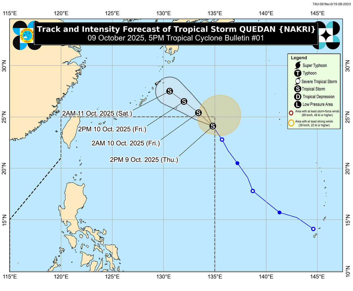台風23号の進路予測図=比気象庁