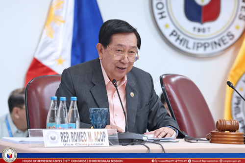 ロメオ・アコップ議員=12日、下院(下院公式フェイスブックより)